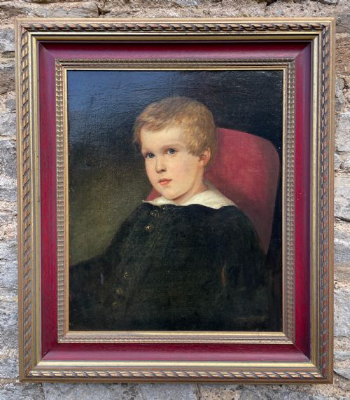 Oil Portrait of a Young Boy Attributed to Carl Felkel