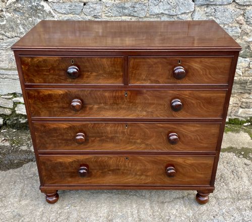 fig 1. Victorian Flame Mahogany Chest of Drawers