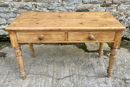 Antique Pine Two Drawer Table