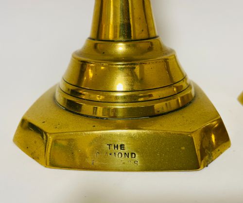 fig 1. Pair of Victorian 'Diamond Princess' Brass Candlesticks