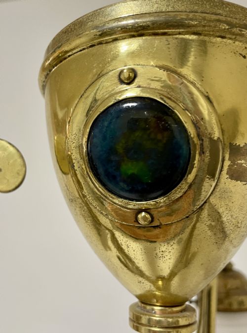 fig 3. Arts and Crafts Brass Chandelier with Ruskin Cabochons