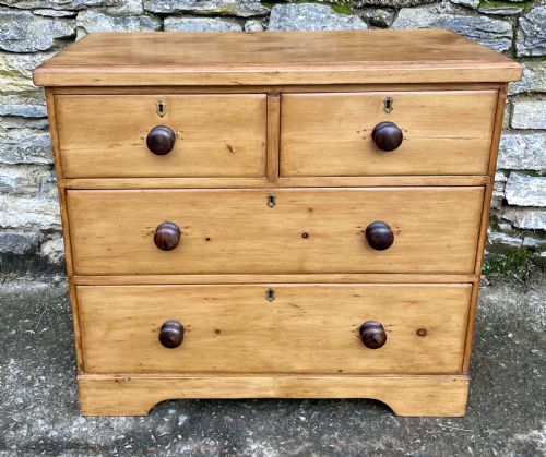 Small Antique Stripped Pine Chest of Drawers