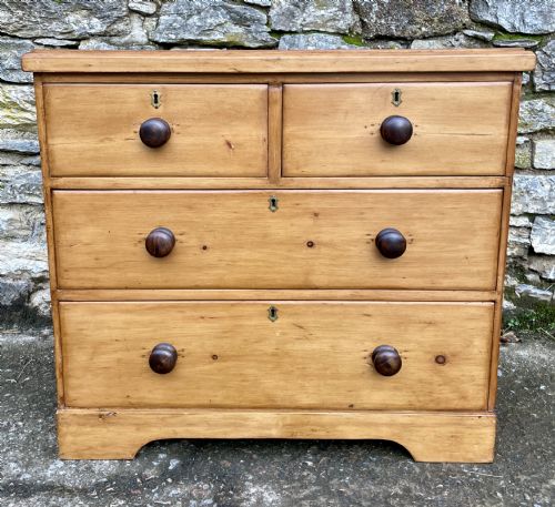 fig 1. Small Antique Stripped Pine Chest of Drawers