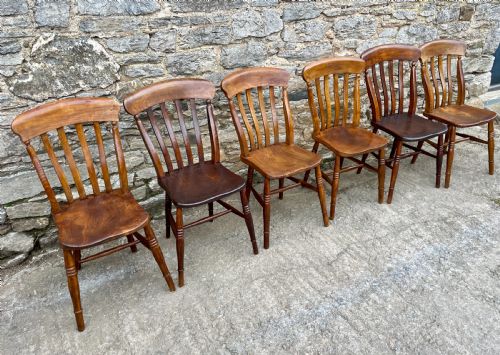 fig 1. Set of 6 Victorian Lathe Back Country Chairs