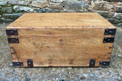 fig 1. Antique 1914 Military Pine Chest