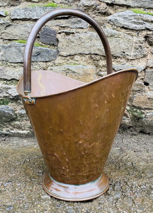 Victorian Copper Helmet Coal Scuttle