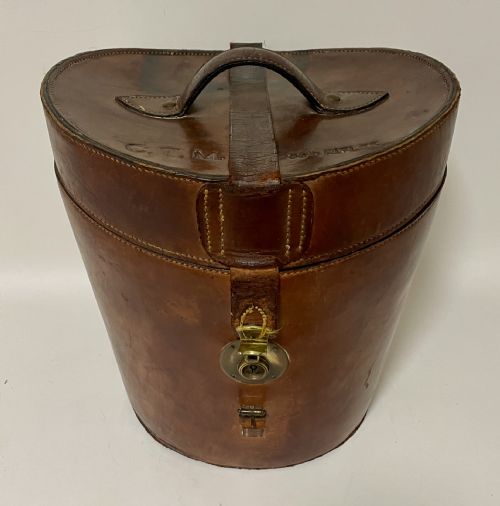 Victorian Leather Double Top Hat Box