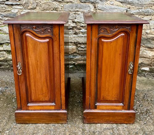 Pair of Art Nouveau Mahogany Bedside Cupboards