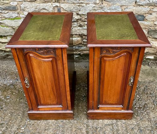fig 1. Pair of Art Nouveau Mahogany Bedside Cupboards