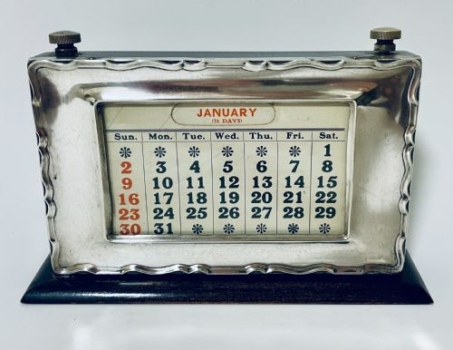 Antique Silver Perpetual Desk Calendar