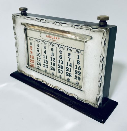 fig 1. Antique Silver Perpetual Desk Calendar