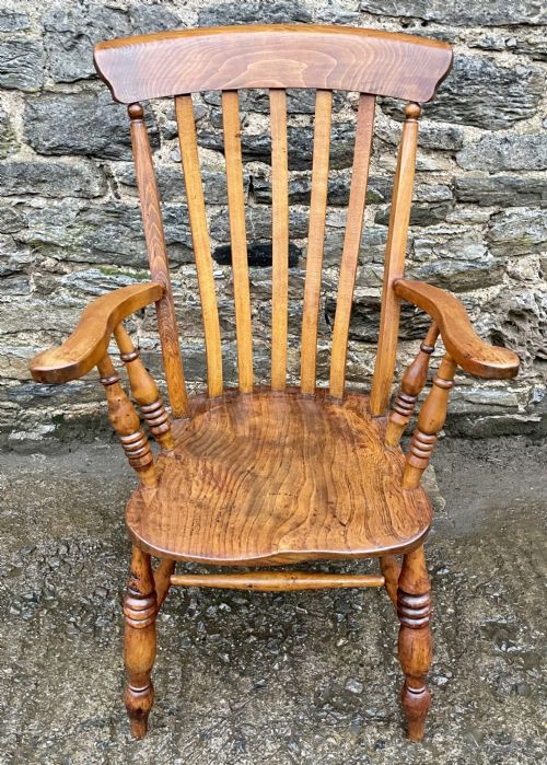 Victorian Elm Lathe Back Farmhouse Chair