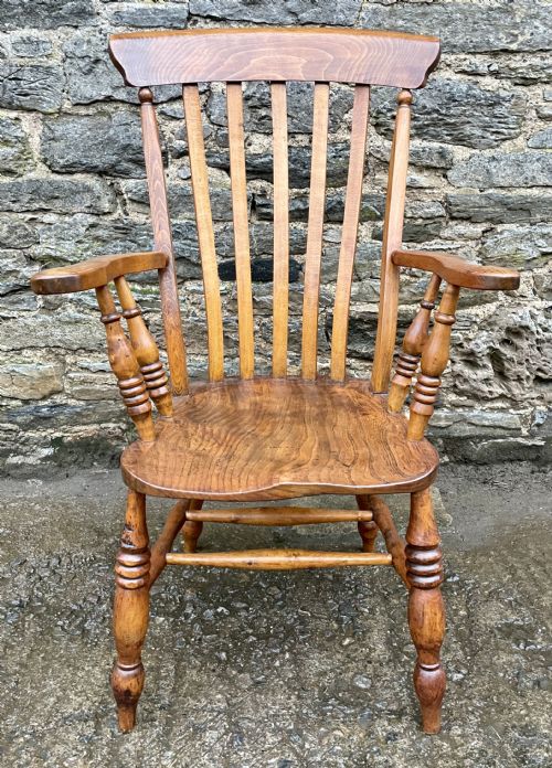 fig 1. Victorian Elm Lathe Back Farmhouse Chair