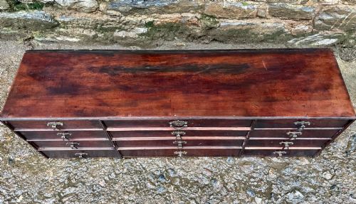 fig 1. Antique Mahogany Bank of Drawers