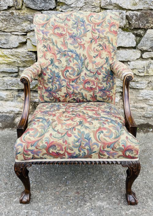 fig 1. Antique Mahogany Framed Open Armchair