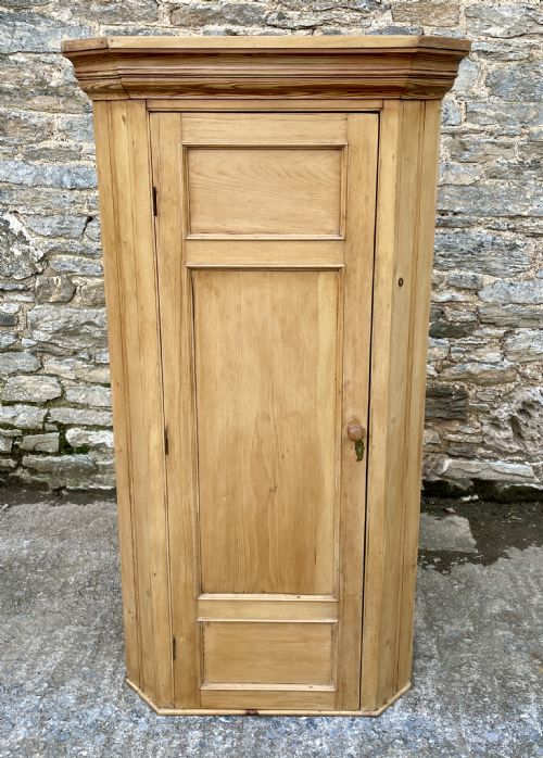 Antique Stripped Pine Corner Cupboard