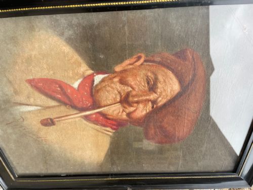fig 1. Old Man with Pipe Oil on Board by Arturo Petrocelli