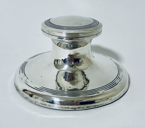 Antique Silver Capstan Inkwell