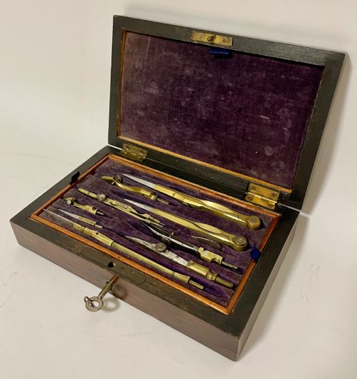 fig 1. Antique Geometry Set in Rosewood Box