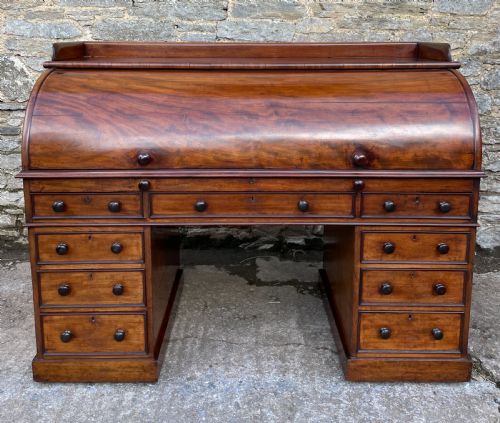fig 1. Victorian Mahogany Cylinder Roll Top Desk