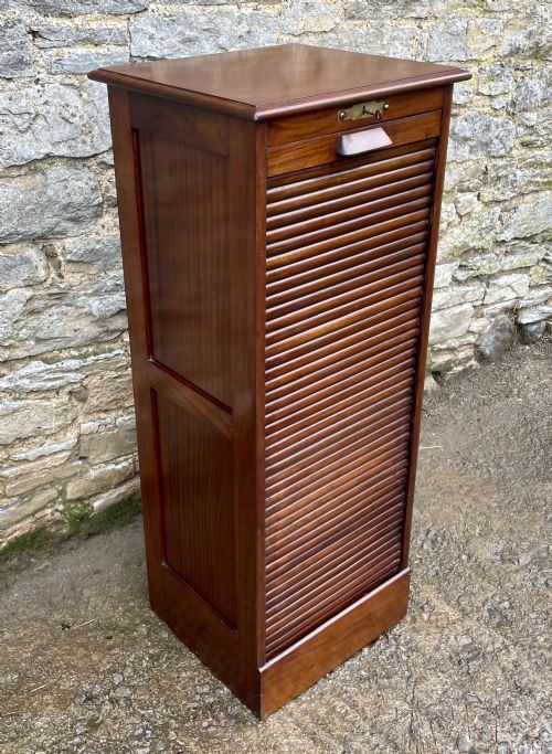 fig 1. Antique Mahogany Tambour Filing Cabinet