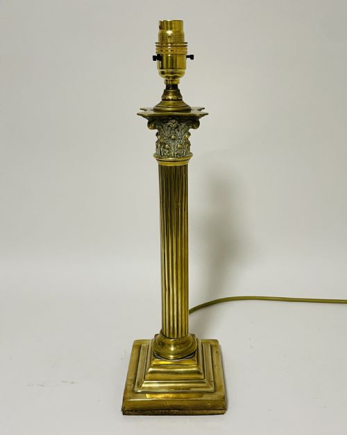 Antique Brass Corinthian Column Table Lamp