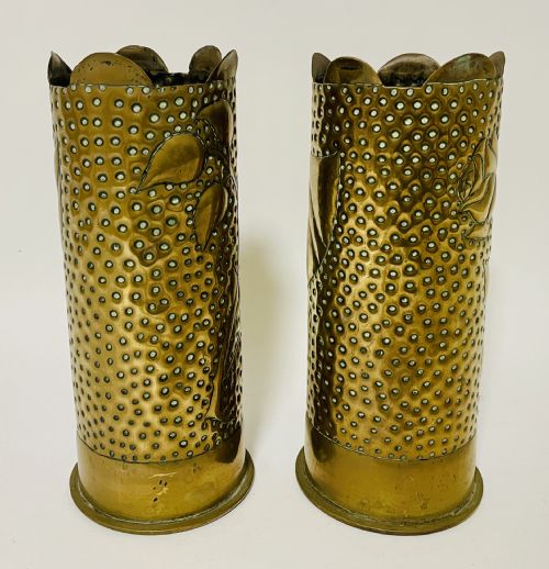 fig 1. Pair of WW1 Trench Art Vases