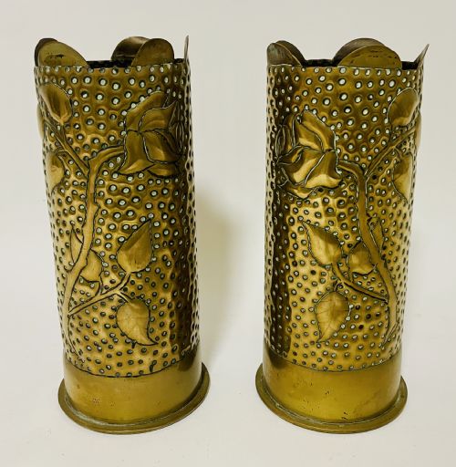 fig 2. Pair of WW1 Trench Art Vases
