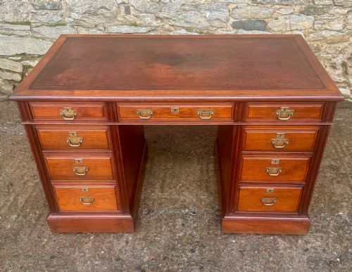 Antique Edwardian Maple & Co Pedestal Desk