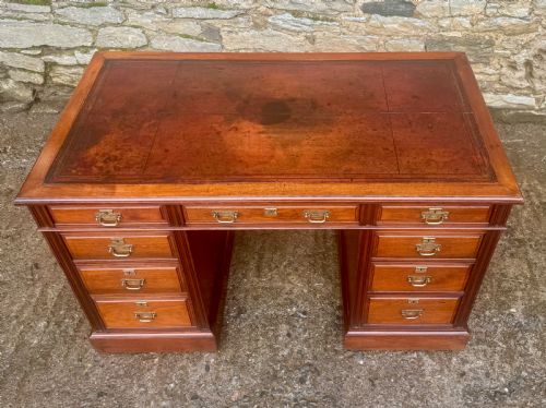 fig 1. Antique Edwardian Maple & Co Pedestal Desk