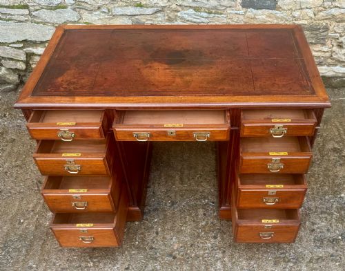 fig 2. Antique Edwardian Maple & Co Pedestal Desk