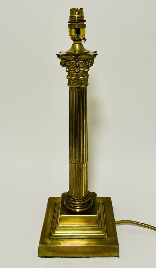Antique Brass Corinthian Column Table Lamp