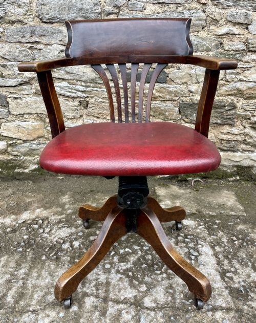 fig 1. Antique Oak Swivel Desk Chair
