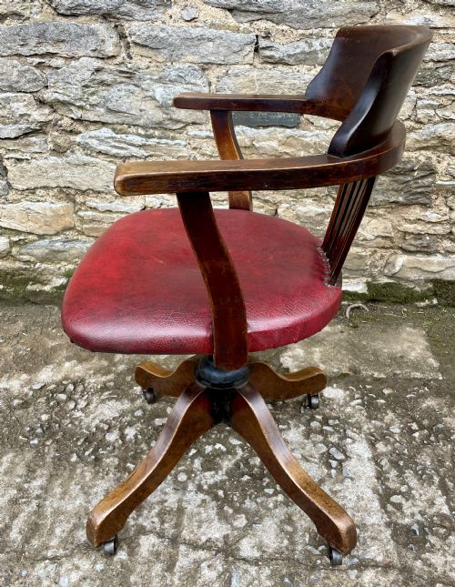 fig 2. Antique Oak Swivel Desk Chair