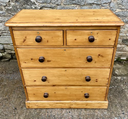 fig 1. Large Antique Stripped Pine Chest of Drawers