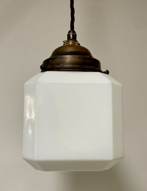 fig 1. Antique Square Opaline Pendant Light