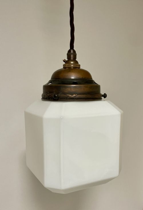 fig 2. Antique Square Opaline Pendant Light