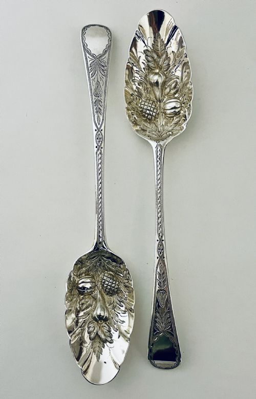 Pair of Georgian Silver Berry Spoons