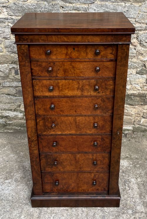 fig 1. Victorian Burr Walnut Wellington Chest