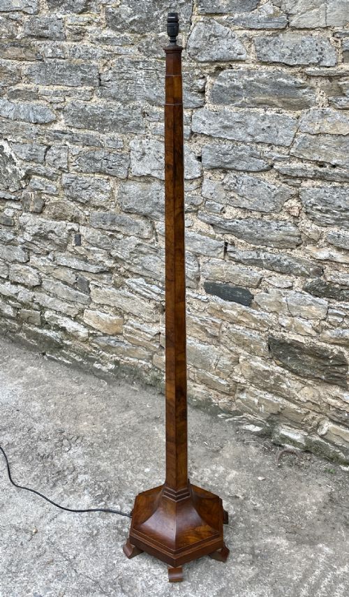ART DECO BURR WALNUT STANDARD LAMP - ADDITIONAL PHOTO 12
