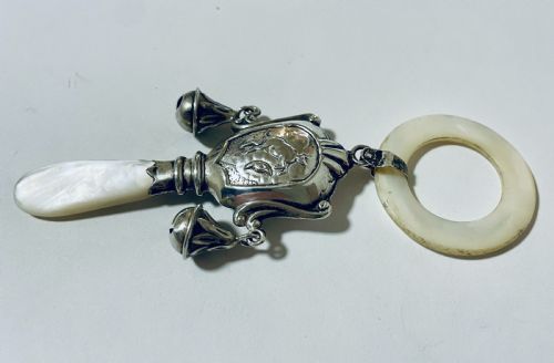 fig 2. Antique Silver Baby's Teething Rattle