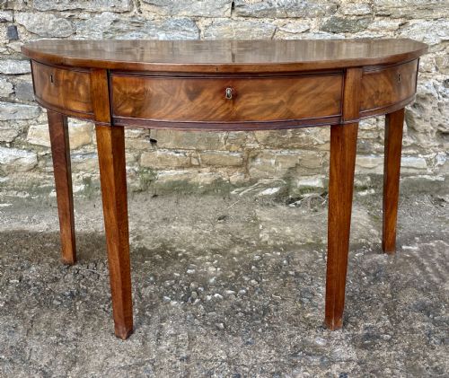 Georgian Mahogany Demi Lune Table with Drawer