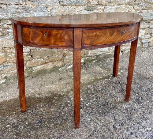 fig 2. Georgian Mahogany Demi Lune Table with Drawer