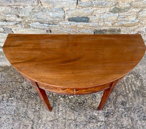 fig 1. Georgian Mahogany Demi Lune Table with Drawer