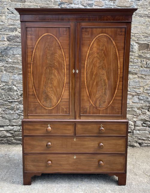 Regency Mahogany Linen Press Cupboard