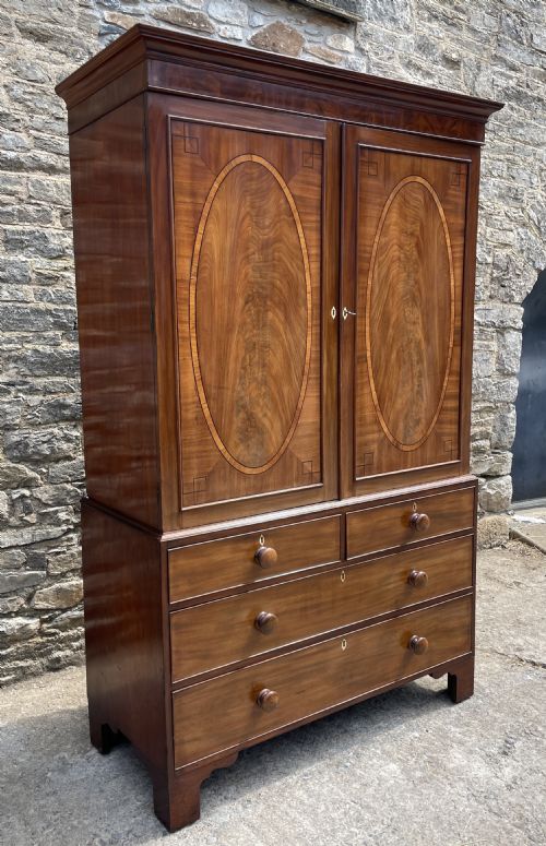 fig 1. Regency Mahogany Linen Press Cupboard