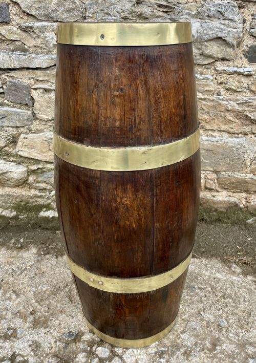 fig 1. Antique Brass Bound Oak Barrel