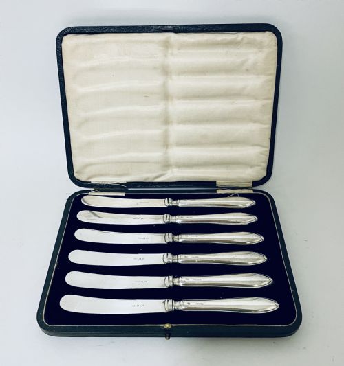 Set of Six Silver Handled Butter Knives