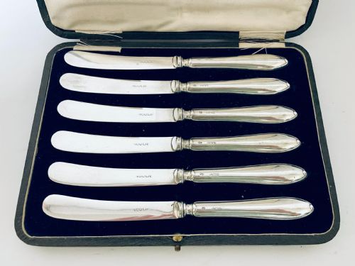 fig 1. Set of Six Silver Handled Butter Knives