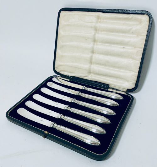 fig 2. Set of Six Silver Handled Butter Knives